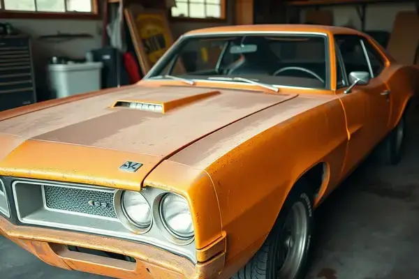 Classic car before paint restoration